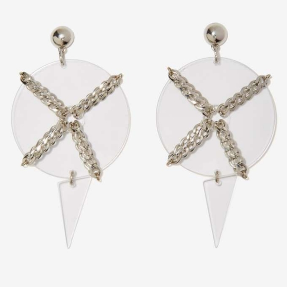 Nasty Gal Renegade Chain Clear Disc Earrings - Picture 2 of 5